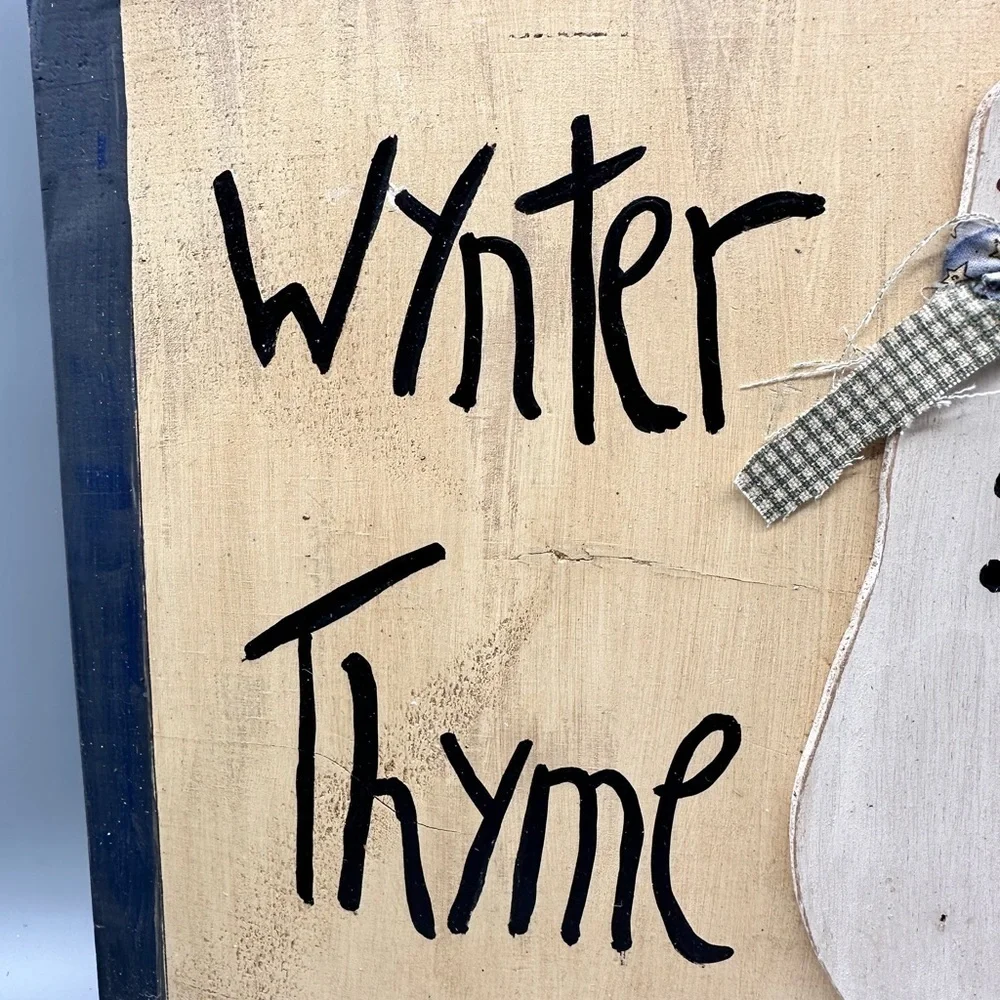 Vintage wooden Winter snowman sign